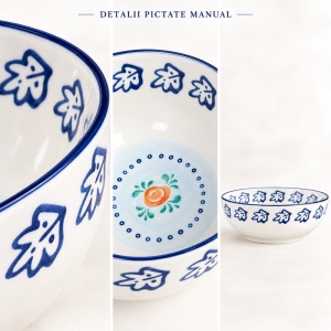 Set 4 Boluri supa Napoli Citrus, portelan pictat manual, Ø17.5 cm, 900 ml - Img 6