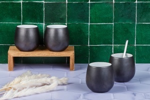 Set 4 Cani Cafea/Latte, Gourmet Onyx, ceramica, design negru mat, 400ml - Img 2