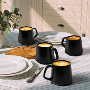 Set 4 Cani de cafea, colectia Luxe, ceramica, negru, 420 ml - Img 3