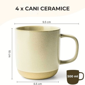 Set 4 Cani de cafea, colectia Sierra, ceramica, nisip, 500 ml - Img 2