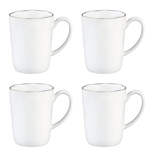 Set 4 Cani din Gresie Ceramica PURE 400ml, Alb Zapada - Img 1