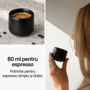 Set 4 Cesti cafea Espresso 80 ml, Nami MIAMIO, ceramica, fara toarta, negru - Img 6