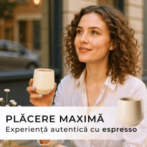 Set 4 Cesti cafea Espresso, colectia Luxe, ceramica, Cream Rose, 90 ml - Img 4
