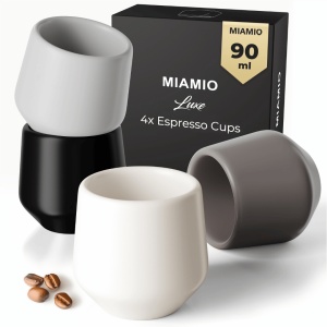 Set 4 Cesti cafea Espresso, colectia Luxe, ceramica, gri, 90 ml