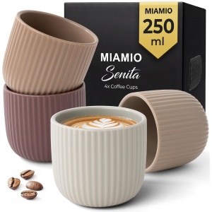 Set 4 Cesti Cafea, Senita Beige Canyon multicolor, ceramica, fara toarta, 250 ml