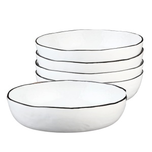 Set 4 Farfurii adanci 1000 ml din Gresie Ceramica PURE Alb Zapada - Img 1