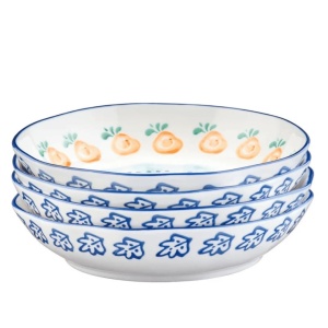 Set 4 Farfurii adanci, NAPOLI Citrus, portelan pictat manual, Ø21,5cm, 90cl