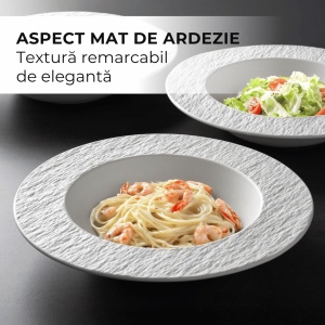 Set 4 Farfurii adanci supa, colectia Oasis, ceramica, alb, 600 ml - Img 3