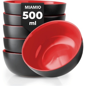 Set 6 Boluri ceramice, Le Papillon, Rosu, Ø15cm, 500 ml