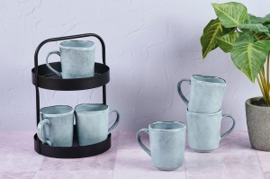 Set 6 Cani de cafea, Cloud Storm Grey, ceramica, gri, 400ml - Img 2