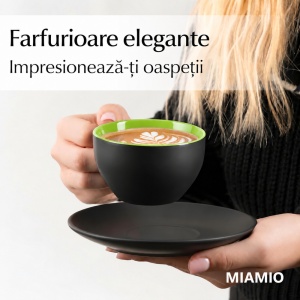 Set 6 Cesti de cappuccino cu farfurioara, Le Papillon Green, ceramica, 175 ml - Img 7