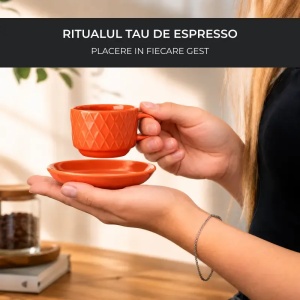 Set 6 Cesti de espresso cu farfurie, colectia Palmanova Magma multicolor, ceramica, 75 ml - Img 3