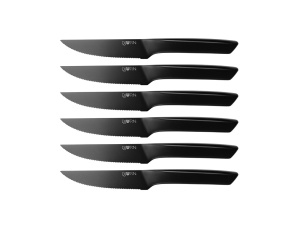 Set 6 Cutite de friptura, JENSEN, lama inox satinat cu maner negru mat - Img 1