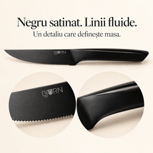 Set 6 Cutite de friptura Jensen, lame zimtate inox 13 cm, negru satinat - Img 3