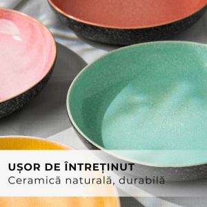 Set 6 Farfurii adanci supa, colectia Las Palmitas, ceramica, multicolor, 850 ml - Img 4