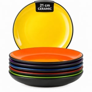 Set 6 Farfurii intinse desert, Le Papillon Multicolor, ceramica, 21 cm