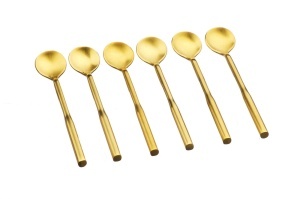Set 6 lingurițe cafea ABEL, oțel inoxidabil, design modern, auriu mat - Img 1