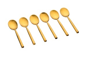 Set 6 lingurițe cafea NILS, oțel inoxidabil, design elegant, auriu mat - Img 1