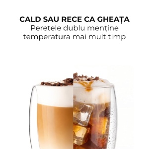 Set 6 Pahare Espresso Perete dublu, Sticla borosilicata, fara Toarta, cu Suport din Bambus, 100ml - Img 7