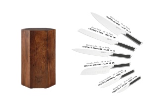 Suport pentru cutite IMATRA + Set 6 Cutite de bucatarie LOKI, lama inox satinat cu maner ABS negru mat - Img 3