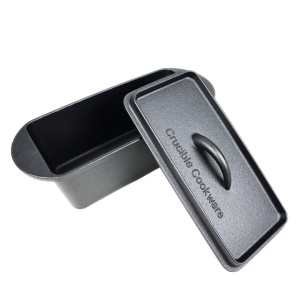 Tava de copt paine din fonta cu capac, pentru cozonac si chec, Crucible Cookware, 28 x 14 cm, 3,2 L