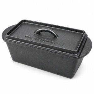 Tava din fonta preasezonata pentru copt paine, cu capac, Crucible Cookware, 28 x 14 cm, 3,2 L