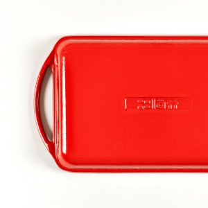 Tava Grill dreptunghiulara din fonta emailata, Lätt Home, 39 x 22 cm, compatibila inductie, rosu Cherry - Img 7