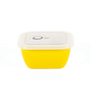 Caserola cu capac ermetic pentru depozitare alimente, Lätt Home, ceramica, galben, patrat, 500 ml
