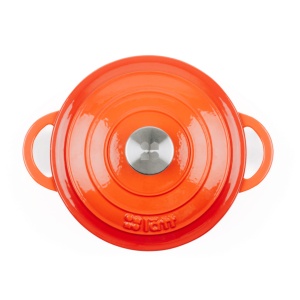 Ceaun din fonta emailata 2.8L, Lätt Home, tip cuptor olandez, cu capac 22 cm, antiaderent, portocaliu - Img 3