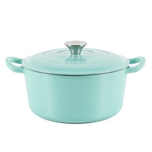 Ceaun din fonta emailata 4L, Lätt Home, tip cuptor olandez, cu capac 23 cm, antiaderent, verde menta