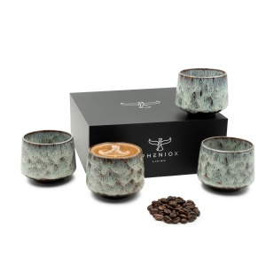 Cesti barista pentru cappuccino, Tibet Misty, ceramica stoneware, set 4 x 180 ml