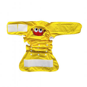 Costum chilotel de baie ELIOTT ET LOUP, cu scutec absorbant, pentru bebelusi, 0-3 ani+, imprimeu cu animalute, crab, galben