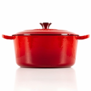 Oala fonta emailata cu capac, 4.8L, 26cm, Cocotte tip ceaun cuptor olandez, rosu Cherry - Lätt Home - Img 6