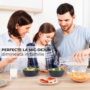 Serviciu de masa 6 persoane, set 18 piese, colectia Le Papillon, 6 x Boluri, 6 x Farfurii intinse mari, 6 x Farfurii intinse medii, ceramica, verde - Img 7
