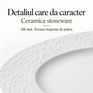 Serviciu de masa pentru 4 persoane, Set 12 piese Oasis White, Farfurii intinse/adanci, ceramica alba - Img 7