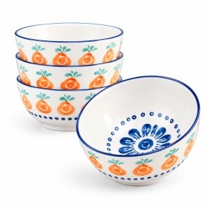 Set 4 Boluri aperitiv Napoli Citrus, portelan pictat manual, Ø12 cm, 350 ml