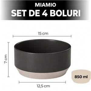 Set 4 Boluri ceramice, colectia Sierra Basalt, 850 ml, antracit - Img 2