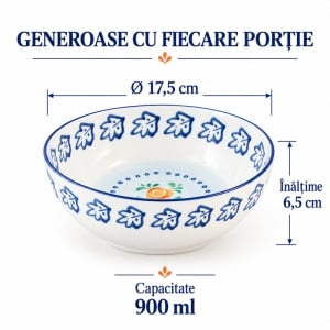 Set 4 Boluri supa Napoli Citrus, portelan pictat manual, Ø17.5 cm, 900 ml - Img 3