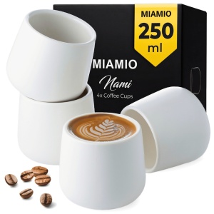 Set 4 Cani pentru cafea, colectia Nami, ceramica, Alb, 250 ml
