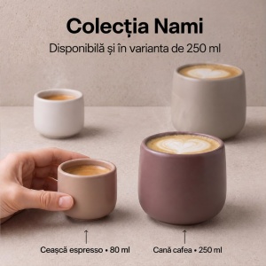 Set 4 Cesti cafea Espresso 80 ml, Nami Beige Canyon, ceramica, fara toarta, multicolor - Img 7