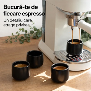 Set 4 Cesti cafea Espresso 80 ml, Nami negru, ceramica, fara toarta - Img 3