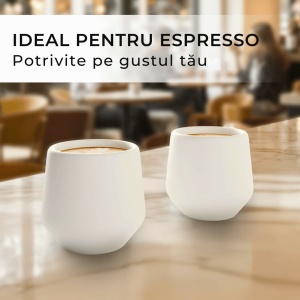Set 4 Cesti cafea Espresso, colectia Luxe, ceramica, alb, 90 ml - Img 7