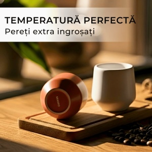 Set 4 Cesti cafea Espresso, colectia Luxe, ceramica, bej pastelat, 90 ml - Img 5
