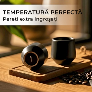 Set 4 Cesti cafea Espresso, colectia Luxe, ceramica, negru, 90 ml - Img 5