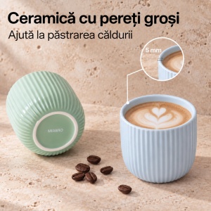 Set 4 Cesti Cafea, Senita Mint multicolor, ceramica, fara toarta, 250 ml - Img 5