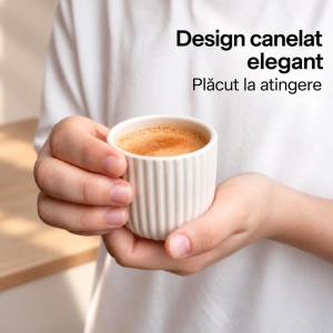 Set 4 Cesti Espresso, Senita Alb, ceramica, fara toarta, 80 ml - Img 3
