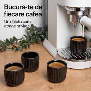 Set 4 Cesti Espresso, Senita Negru, ceramica, fara toarta, 80 ml - Img 6