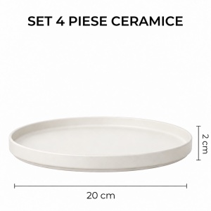 Set 4 Farfurii intinse desert, Luxe White, ceramica, 20 cm - Img 2