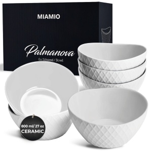 Set 6 Boluri ceramice, Palmanova, Alb, 16x8 cm, 800 ml - Img 7