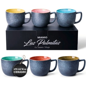 Set 6 Cani Caffé latte, colectia Las Palmitas, ceramica, multicolor, 470 ml - Img 1